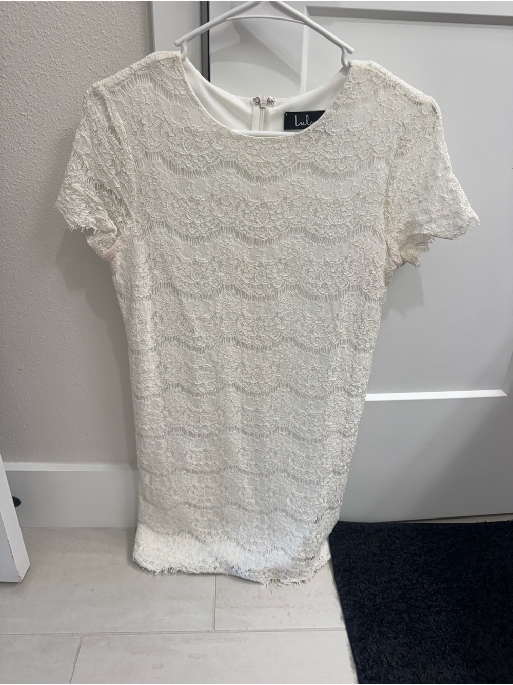 Lulus White Lace Sheath Dress Women’s Size Small Bridal Shower Wedding Mini